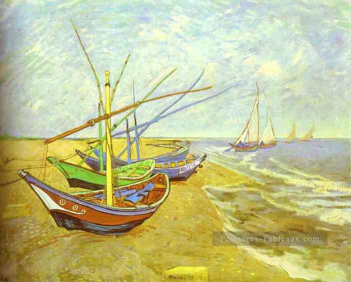 Bateaux de pêche sur la plage postimpressionnisme Vincent van Gogh Peintures à l'huile